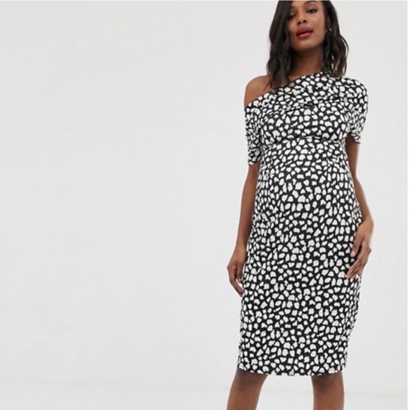 asos pleated shoulder pencil dress